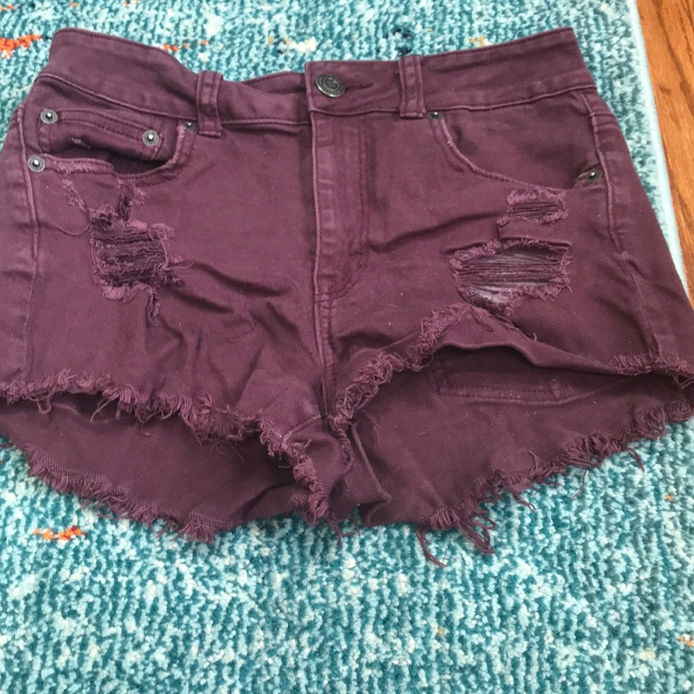 Maroon American Eagle torn short shorts